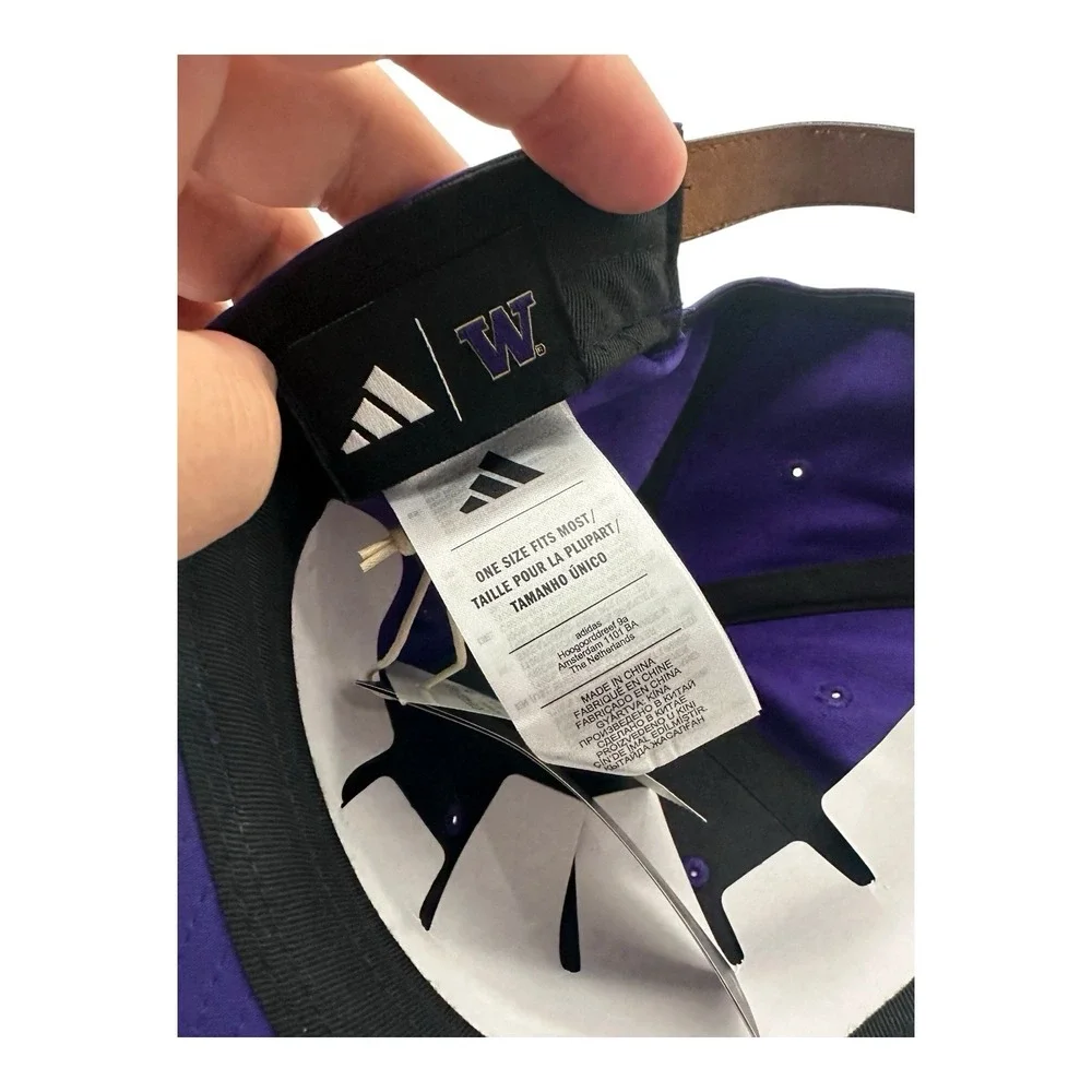 Adidas Washington Huskies Hat Cap Strapback Purple Adjustable NCAA Rope‎ JN1562